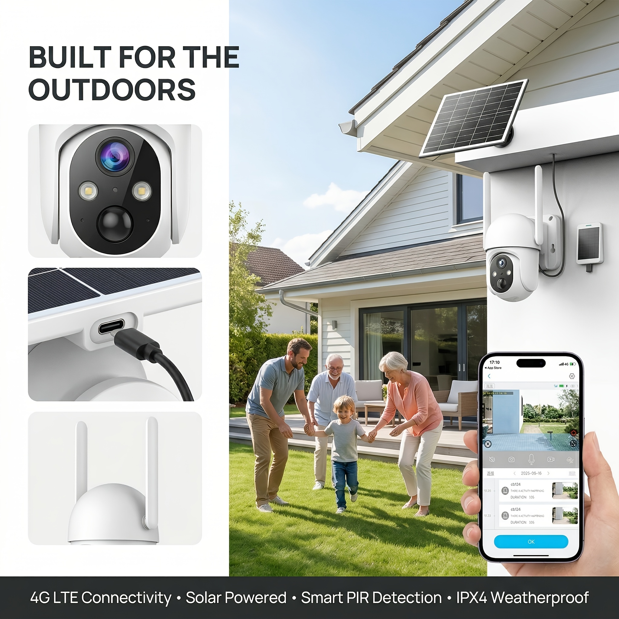 2-in-1 Solar Security Camera w - Motion Sensor Pir Wired 评论和价格