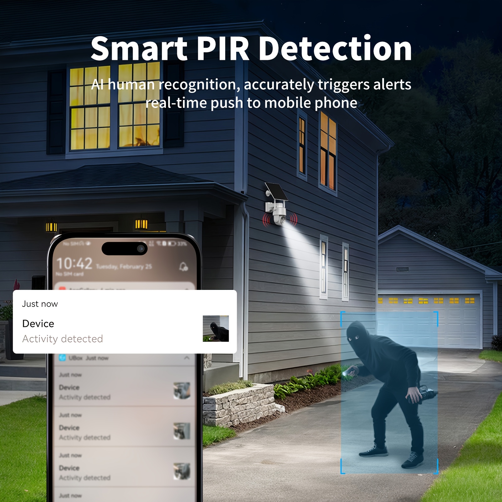 2-in-1 Solar Security Camera w - Motion Sensor Pir Wired 评论和价格